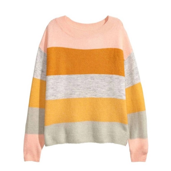 H&M Colorblock Pastel Striped Crewneck Sweater - Picture 1 of 8